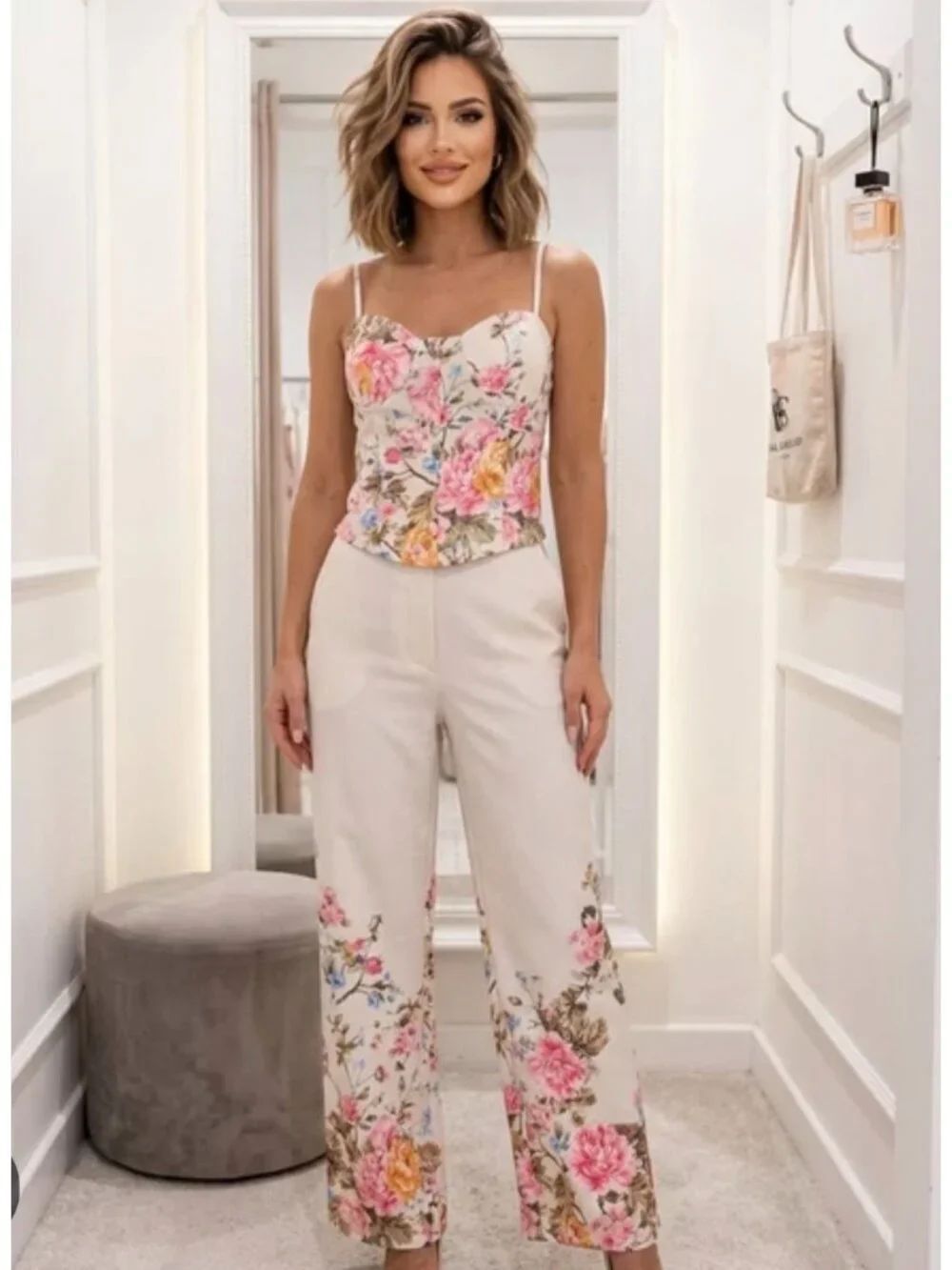 Boutique Floral Corset Top & Pant Set Size S